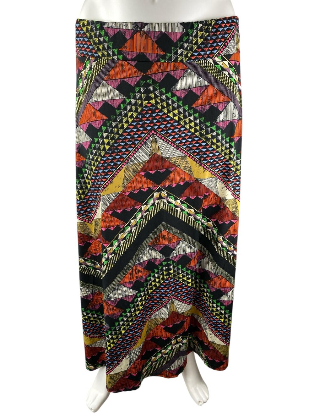 Double Click Multicolor Geometric Tribal High Rise Bohemian Maxi A-Line Skirt XL